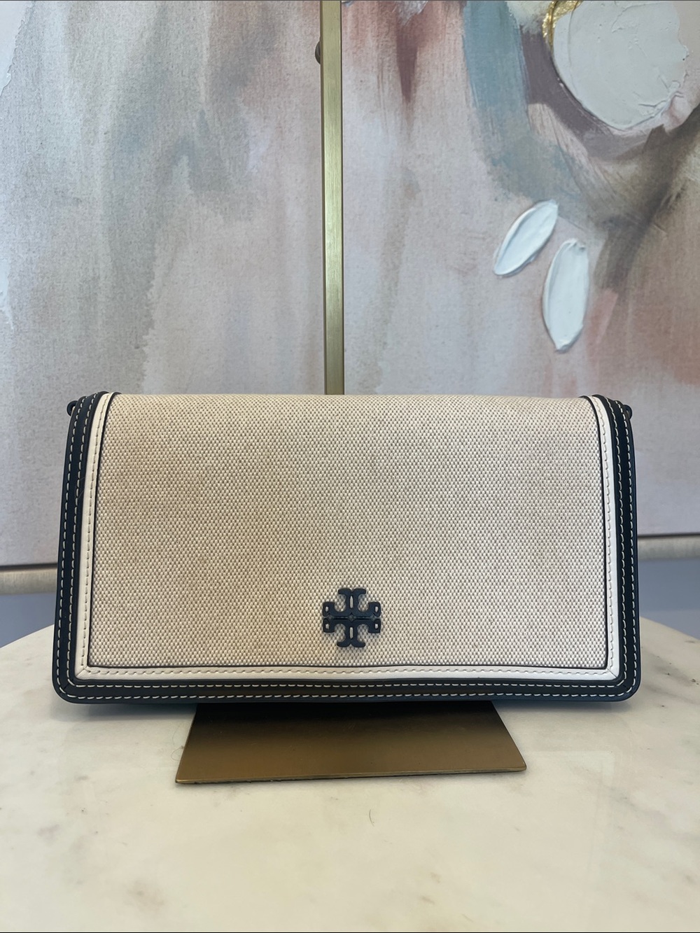 Tory Burch Emerson Canvas Crossbody with Multicolor Guitar Strap